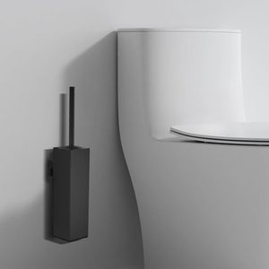 Stijlvolle Zwarte Toiletborstel Met Wandhouder Voor Een Opgeruimde Badkamer