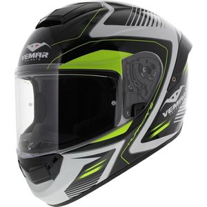 Vemar Motorhelm Hurricane Laser glans wit geel zwart XS