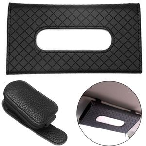 2 Pcs Sunglasses Holder and Tissue Holder for Car Sun Visor - Leather Clip for Banknotes Visor - Sofa Tissue Pouch for Truck