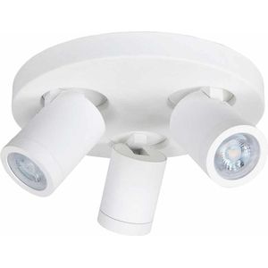 IP44 badkamer ronde spot Oliver | 3 lichts | wit | kunststof / metaal | Ø 25 cm | badkamer lamp | modern / stoer design