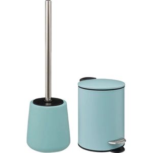 5Five Badkamer accessoires set - ijsblauw - pedaalemmer/wc-borstel