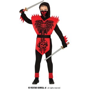 Guirca - Ninja & Samurai Kostuum - Dodelijke Cobra Ninja Ka Ching Kind Kostuum - Rood, Zwart - 7 - 9 jaar - Halloween - Verkleedkleding
