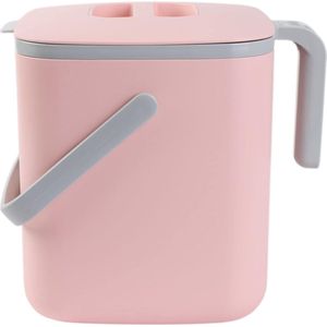 Keukencompostbak - Gemakkelijk schoon te maken voedselafvalbak voor keuken met handgrepen | Keukencompostbak voor aanrecht, keukenafvalemmer (5 liter) - Roze