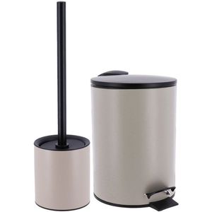 Tendance Badkamer accessoires set - 2-delig - Urban Stone - taupe - toiletborstel/prullenbak