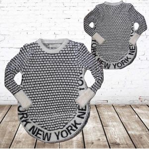 Lange kinder trui New York creme -s&C-110/116-Trui meisjes