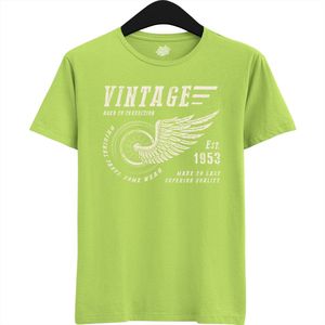 A Vintage Motorcycle Addict Est 1953 | Retro Verjaardag Motor Cadeau Shirt - T-Shirt - Unisex - Appel Groen - Maat XL