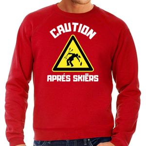 Bellatio Decorations Apres ski sweater heren - apres ski waarschuwing - rood - winter XXL