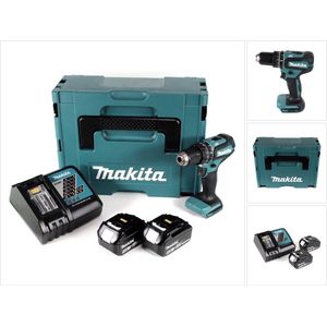 Makita DHP 485 RMJ 18 V Li-Ion accu klopboormachine in Makpac + 2 x 4.0 Ah accu + lader