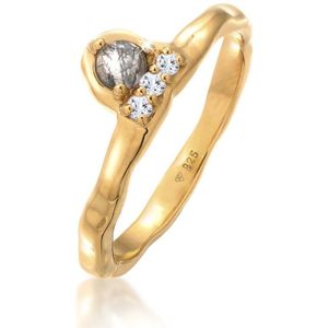 Elli PREMIUM Dames Ring Dames Verlovings Organiek met Toermalijnkwarts en Topaas Edelsteen in 925 Sterling Zilver Verguld