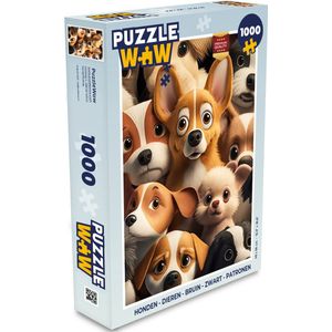 Puzzel Honden - Dieren - Bruin - Zwart - Patronen - Kind - Legpuzzel - Puzzel 1000 stukjes volwassenen