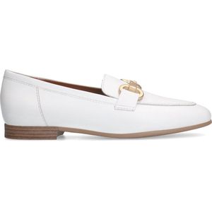 No Stress - Dames - Witte leren loafers met goudkleurig detail - Maat 42