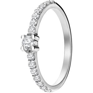 Lucardi Dames Zilveren ring met zirkonia stenen - Ring - 925 Zilver - Zilverkleurig - 19.50 / 62 mm