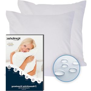Set Van 2 Waterdichte Kussenbeschermers 40x40 Cm - Ritssluiting - Ademend - Hypoallergene Kussenslopen - Anti-Mijt - 2 Stuks Kussenhoezen - Wit binnenkussen 40x40