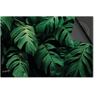 Inductie beschermer 71x52 - afdekplaat inductie mat - Dietrix Kookplaat beschermer - Base - Bloemen en Planten - Monstera Donker
