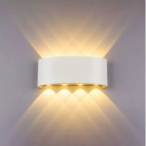 SensaHome Oval - LED Wandlamp voor Binnen en Buiten - Buitenlamp, Wandspot & Sfeerverlichting - Tuin Lamp/Verlichting - Warm Wit Licht (2800K-3200K) - Wit