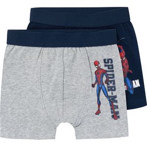 Name It Jongens Boxershorts Spiderman Blauw/Grijs 2-Pack - Maat 98