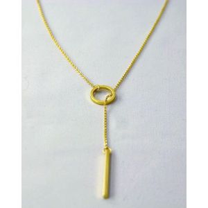 Fate Jewellery Ketting FJ417 - Circle with drop bar - Rosekleurig - 45cm + 5cm