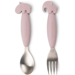 Done By Deer Easy-Grip Spoon And Fork Set Deer Friends Powder