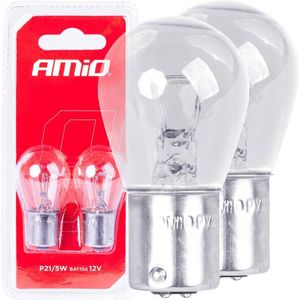 AMiO Halogeenlampen P21/5W BAY15D 12V – Set van 2 Stuks in Blisterverpakking
