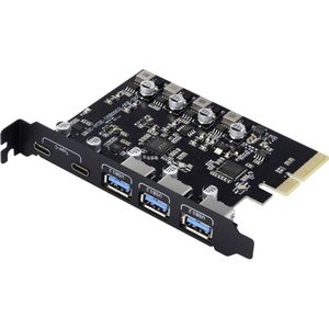 Renkforce RF-6613196 3 + 2 poorten USB 3.2 Gen 2-controllerkaart USB-C 3.2 Gen 2