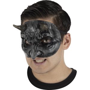 Partychimp Half Masker Zwarte Duivel Halloween Masker voor bij Halloween Kostuum Volwassenen - Latex - One-Size
