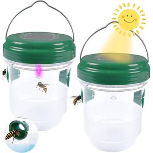 Zonnewespenval - 2 Stuks - Wespen-En Muggenval - Weerbestendig - Zonnepaneel - Wespenval - Wespenvanger - Wespenverjager - Wespenvanger Buiten - Insectenval - Hangend of Staand Te Gebruiken - Solar - Groen