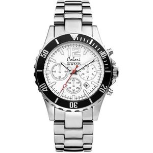 Colori 5-COL152 - Horloge - Wit met zilverkleurig - 40mm