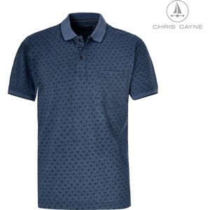 Chris Cayne - poloshirt heren – maat XXL - donkerblauw - polo shirt heren met borstzak - polokraag - korte mouw - jacquard - patroon – gemêleerd - grote maten herenkleding