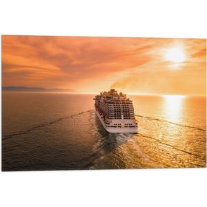 WallClassics - Vlag - Cruise Schip midden op Zee - 75x50 cm Foto op Polyester Vlag