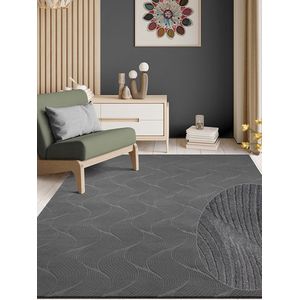 the carpet Rio modern en zacht tapijt woonkamer slaapkamer met anti-slip rug en 3D-look, pluizig oppervlak, gemakkelijk schoon te maken en robuust, Anthracite, 120 x 160 cm