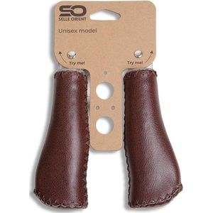 Luxe handvatten voor de fiets van echt leder, classy & cool brown van Selle