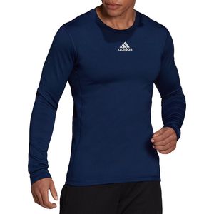 adidas - Techfit Warm Long Sleeve Top - Blue Compression Top-XXL