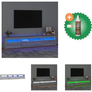 vidaXL Tv-meubel met LED-verlichting 210x35x40 cm grijs sonoma eiken - Kast - Inclusief Houtreiniger en verfrisser