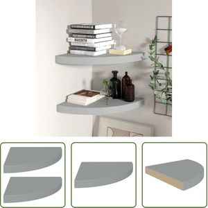 The Living Store Hoekschap Grijs - 35 x 35 x 3.8 cm - Honingraat MDF en Metaal