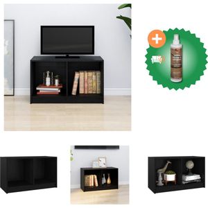 vidaXL Tv-meubel 70x33x42 cm massief grenenhout zwart - Kast - Inclusief Houtreiniger en verfrisser