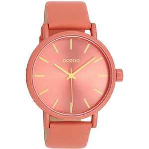 OOZOO Timepieces - Perzik roze OOZOO horloge met perzik roze leren band - C11194