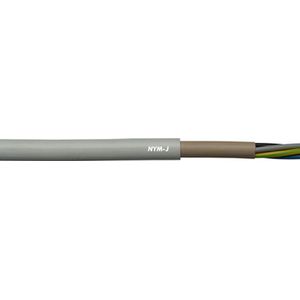 10 meter Lapp 1600008 NYM-J voedingskabel 1G2,5 mm² I standaard kabel met groen-gele aardgeleider voor binnenwerkzaamheden I kabel 1x2,5 voor elektrische installatie I natte ruimte kabel grijs