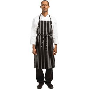 Chef Works Premium geweven schort zwart-wit gestreept