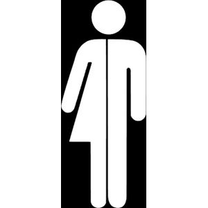 Deursticker Gender Neutraal - wit - 15 cm x 6 cm - toiletbordje - wc bordje - toiletsticker - toiletpictogram