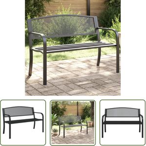 The Living Store Tuinbankje 119 cm staal zwart - Tuinbank - Buitentijd - Balkon Meubilair - Zwarte Tuinbank - Metalen Tuinbank