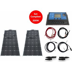 Flexibel Zonnepaneel Camper Compleet Pakket 200W 12V - UltraDun 3MM - Lichtgewicht- Plug Play - Zonnepaneel voor Camper - Zonnepaneel voor Caravan - Zonnepaneel voor Boot - Zonnepaneel voor Tuinhuis
