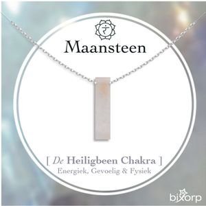 Bixorp Gems 925 Sterling Zilver Maansteen Ketting - Edelsteen Hanger - Kruin Chakra - 38+8cm