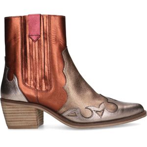 Manfield - Dames - Gouden metallic leren cowboy laarzen - Maat 36