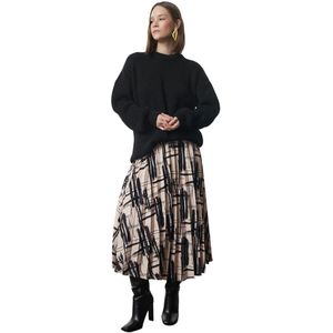 Trendyol Meerkleurige Geplooide Satijnen Stof Midi-Lengte Geweven Rok Twoaw25Et00043