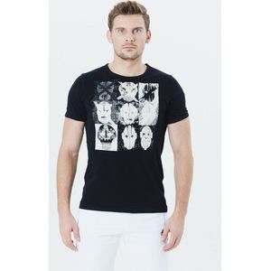 SCR. Ario T-shirt Heren - T-shirt met Print - Ronde hals - Regular fit - Zwart