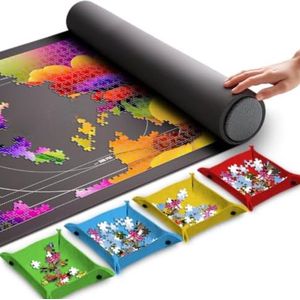 Puzzelmap - Up - 46"" x 29,5"" puzzelmat draagbaar tot 1500 puzzels - 4 puzzelsorteerbakken - Opbergtas - schuimrolbuis