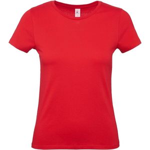 Set van 3x stuks rood basic t-shirts met ronde hals voor dames - katoen - 145 grams - rode shirts / kleding, maat: 2XL (44)