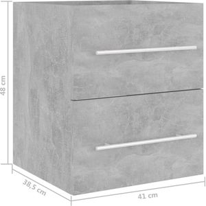 vidaXL Wastafelkast En Wastafel - Wastafelkasten En Wastafels - Wastafelkast - Gootsteenkast - Wastafelkast met ingebouwde wastafel bewerkt hout betongrijs