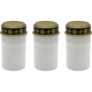 Topten Grafkaars/gedenklicht - 3x - LED licht - wit - D6,8 x 12,3 cm
