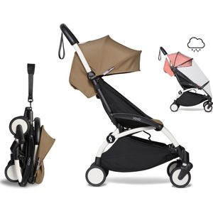 Babyzen YOYO² buggy 6+ met regenhoes - toffee, frame wit